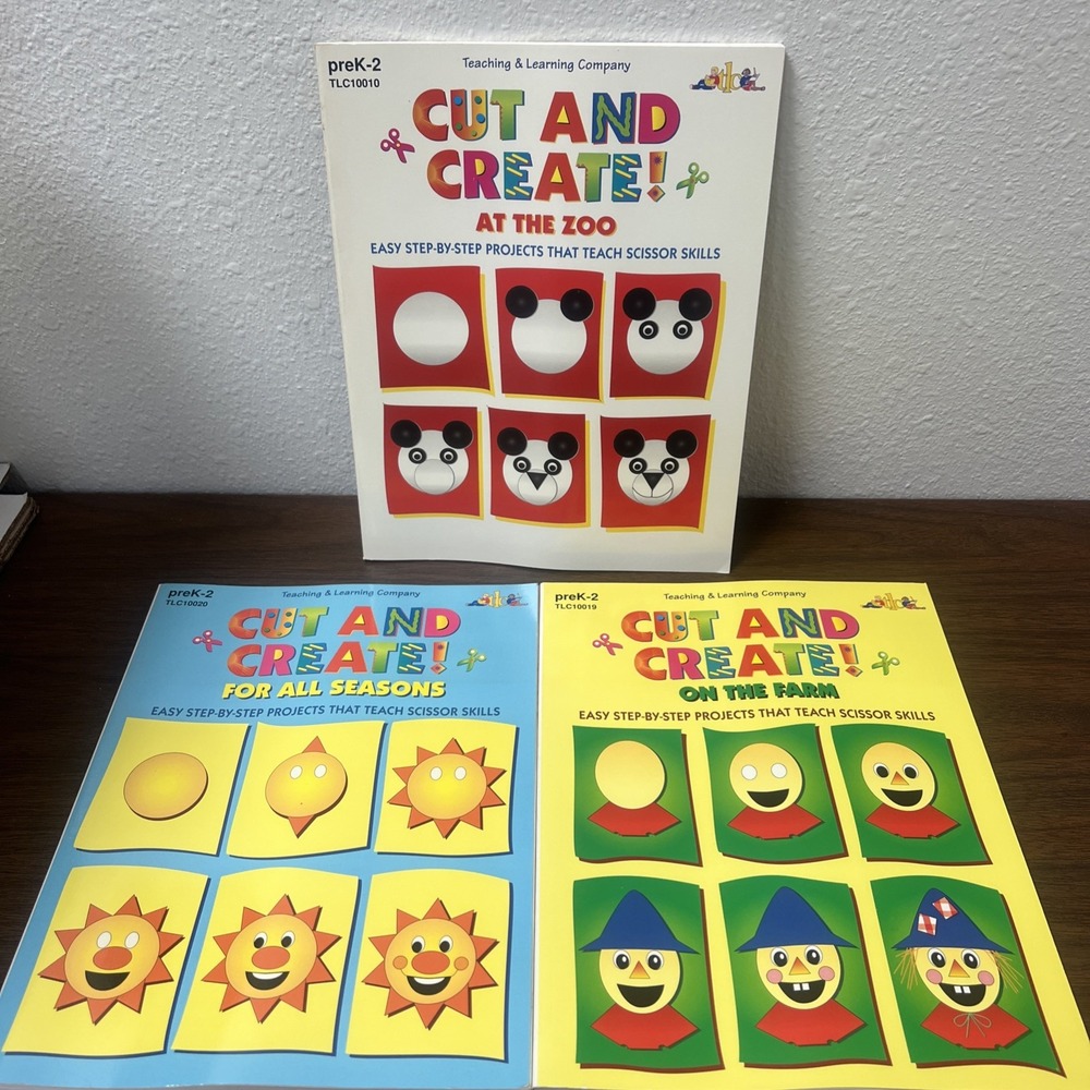 Lot Of 3 Cut and Create! Easy Step-by-Step Projects That Teach Scissor‎ Skills